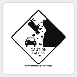 Bad Signs: Caution Falling Cows Sticker